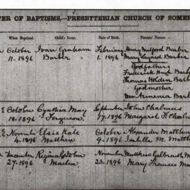 BARBER Ivan Graham  - Baptism 11 Oct 1896