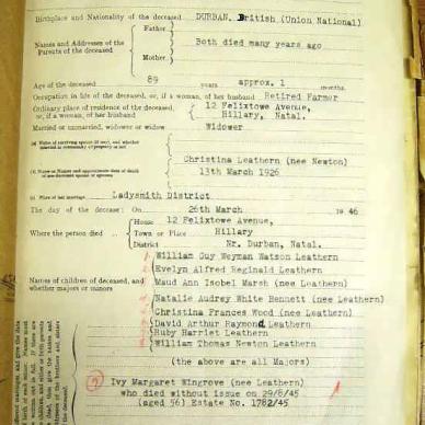 William Leathern 1946 Death Notice