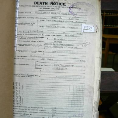 VAB MHG 32759 - Death Notice