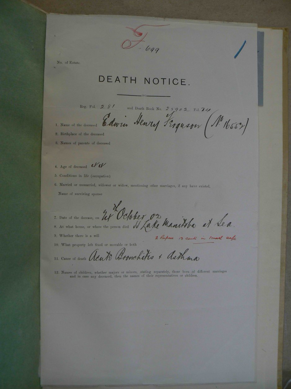 FERGUSON Edwin Henry died 14 October 1902