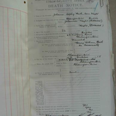 HEATH Johanna Sophy nooiensvan MEYER - died 15 October 1918