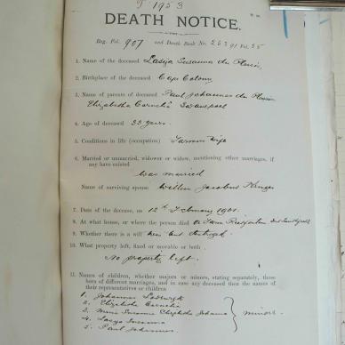 KRUGER Lasya Susanna nee DU PLESSIS - oorlede 12 Feb 1901